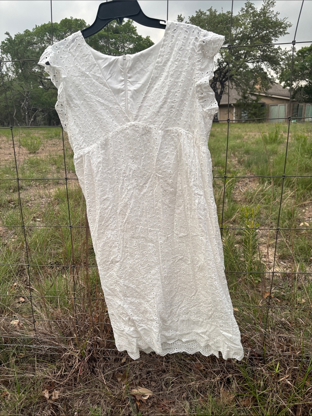 White Eyelet Cap Sleeve Dress